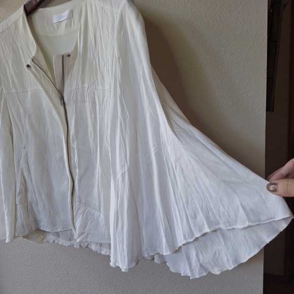 Initial Fashion Womens Flutter Sleeve Full Zip Ivory Jacket Size S - Picture 3 of 7